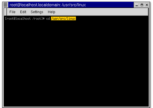 1) Step one: change into the /usr/src/linux directory. All subsequent commands will run relative to this directory.