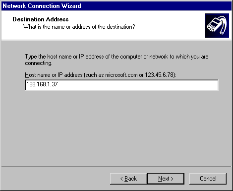 Host name or IP address