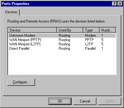 Routing and Remote Access Properties dialog box